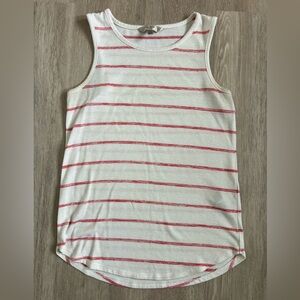Banana Republic Luxespun Long Sleeveless cream white top with Red Stripes